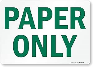 SmartSign 10 x 14 inch Paper Only Recycling Sticker Label, Glossy Finish, UV-Resistant, 3 mil Laminated Adhesive Polyester, Green and White, Made in USA