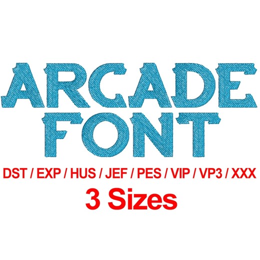 Arcade Font - Machine Embroidery Designs Embroidery Fonts 3 Sizes Dst Exp Hus Jef Pes Vip Vp3 Xxx - Instant Downloads - Etsy UK
