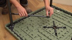 Tangkula 8 Person Picnic Table, HDPE Outdoor Square Table and Bench Set with 4 Built-in Benches, Umbrella Hole, Metal Frame for Garden Yard Patio Lawn