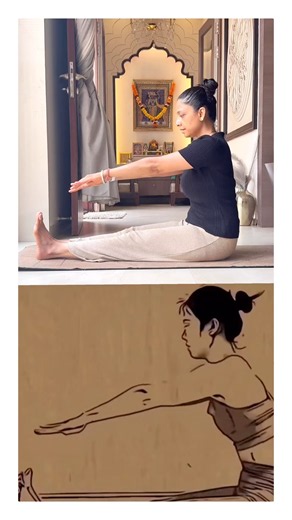 ✨Paschimottanasana (Seated Forward Bend)A calming yoga pose that stretches✨ #Paschimottanasana