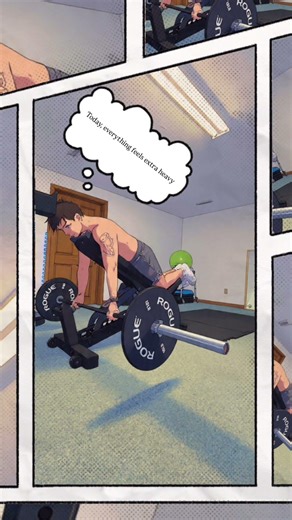 A short comic of today’s workout #recovery #motivation #atmosphere #onedayatatime