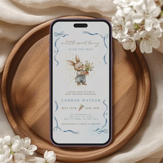 Peter Rabbit Baby Shower Digital Invitation, A Little Bunny is on the Way Evite, (instant Download) - Etsy