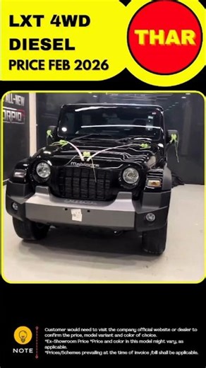 Mahindra THAR LXT 4WD Diesel Manual On Road Price 2026 | All New THAR 2026 Model