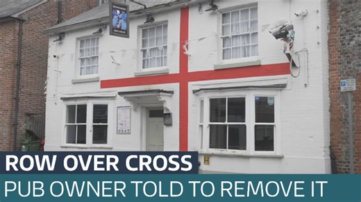 Pub owner wants to keep St George cross on his building despite being told to remove it - Latest From ITV News