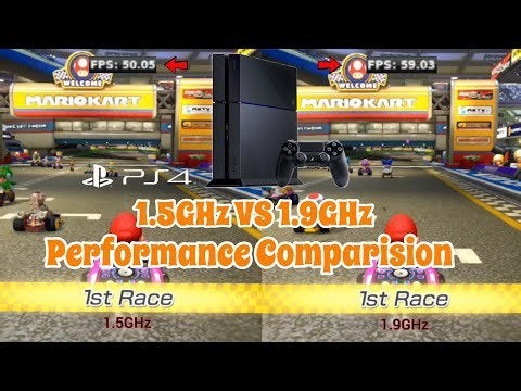 Overclocked base Ps4 Comparison 1.5GHz vs 1.9GHz Mario Kart 8 Linux