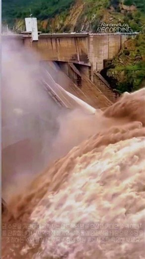 수천 톤의 물줄기가 뿜어져 나오는 댐 수문 개방의 압도적 순간 #worker #process #damrelease #waterpower #hydropower