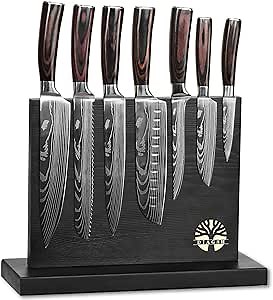 7-Piece Kitchen Knife Set with Magnetic Block - High Carbon Stainless Steel, Hand-Forged, Dishwasher Safe - Professional Knives Set with Block, Versatile Knife Sets for Kitchen