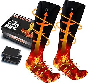 Heated Socks, Electric Heated Socks for Men Women, 5000mAh Rechargeable Battery Heat Insulated Sox Up to 12 Hours,Winter Washable Thermal Socks Foot Warmer for Outdoor Camping Skiing Fishing Riding