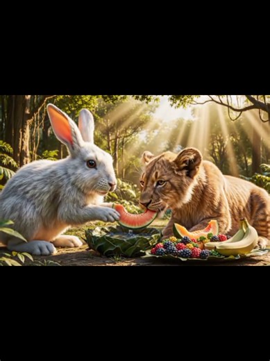 bunny rescue injured lion cub 😦 #foryoupage❤️❤️ #aivideos #cartoon
