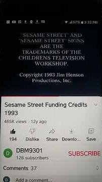 Sesame Street Funding Credits 1993! @DBM9301