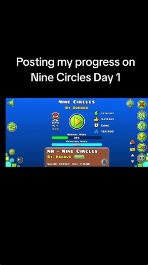 First Hard Demon Progress in Geometry Dash