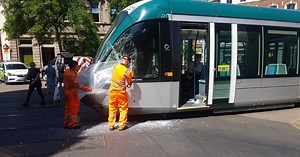 Crash in Nottingham's Lace Market leaves tram with smashed window