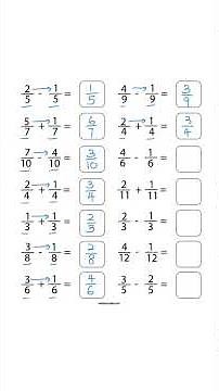Adding and Subtracting Fractions Worksheet | Grade 3 Math ✅💯 #maths #education #mathshorts #math