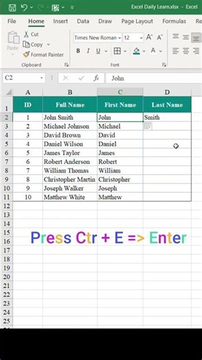 Excel Hack : Stop Using Formulas! Use Ctrl + E in Excel #excel #excel #exceltips #exceltutorial