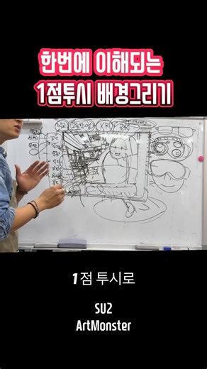 한번에 이해되는 상황표현 1점투시 원근법으로 배경그리기. #미대입시 #상황표현 #투시원근법 #배경그리기 #만수에스유투웹툰만화학원