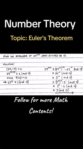 Euler's Theorem (Number Theory) #numbertheory #euler #math #mathematics #fyp #learnontiktok #learnontiktokph