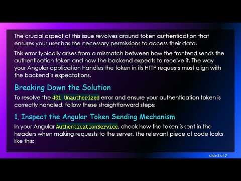 Resolving the 401 (Unauthorized) Error: A Guide for Angular and Node.js Developers