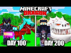 I Survived 200 Days TAMING DRAGONS in Hardcore Minecraft!