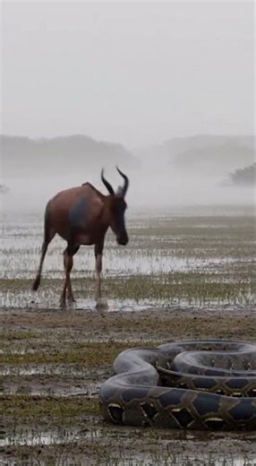African Rock Python vs Tsessebe on the a mangrove-fringed West African estuary