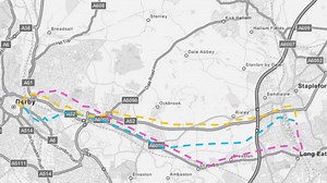 1K views · 21 reactions | The operators of the Nottingham tram have published options setting out how it could be extended to Derby. One possible route would follow the A52, while the other would go through Borrowash and Spondon. The extension's intended to link the two cities to the proposed HS2 station at Toton, near Long Eaton. | BBC Nottingham | Facebook