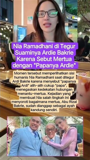 Nia Ramadhani di tegur suaminya karena sebut mertua dengan "papanya Ardie" #niaramadani #beritaartis