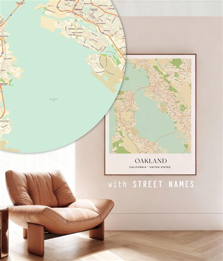 Oakland CA Map Art Print – Detailed Street Map - Etsy
