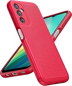 FNTCASE for Samsung Galaxy A14 5G Case: Dual Layer Protective Heavy Duty Cell Phone Cover Shockproof Rugged with Non Slip Textured Back - Military Protection Bumper Tough - 2023, 6.6inch (Red)