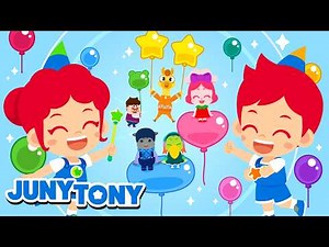 Colorful Magic Balloon 🎈 | Bigger and Bigger! Magical Balloon Pop! | Color Song | JunyTony