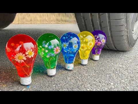 🔴🟢🔵💡🟣 Experiment Colorful Bulb vs Car! Crushing Crunchy, Soft Things with Car! 💦