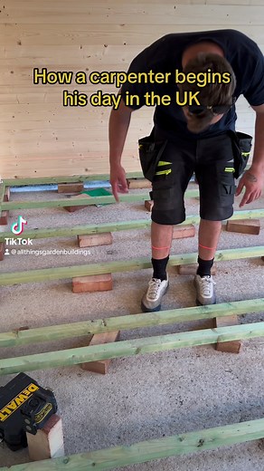 974K views · 2K reactions | How a carpenter starts his day , Keep them socks level #logcabin #carpenter #bluecollar #construction #reelsfb | All Things Garden Buildings | Facebook