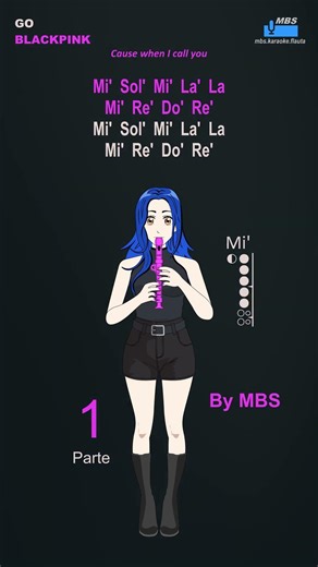 GO #shorts Parte 1 BLACKPINK Flauta Dulce Cover By MBS Tutorial Animado Con Notas Tipo Karaoke