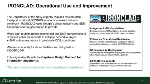 Colvin Run Networks Navy STP Tech Talk on IRONCLAD | Navy SBIR Transition Program (Navy STP)