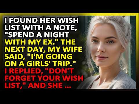 I found her wish list with a note, “Spend a night with my ex ” The next day, my wife said