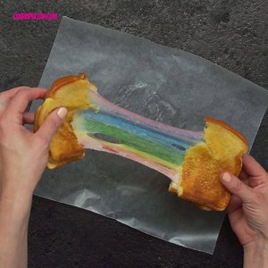 1.2M views · 864 reactions | This rainbow grilled cheese is the most magical thing you've EVER seen via Cosmo Bites | Cosmopolitan | Facebook