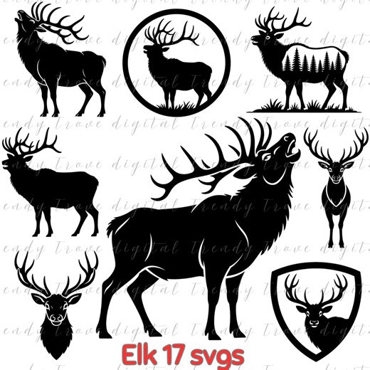 Elk Silhouette SVG Bundle – 17 Wildlife Deer Hunting Cut Files - Etsy