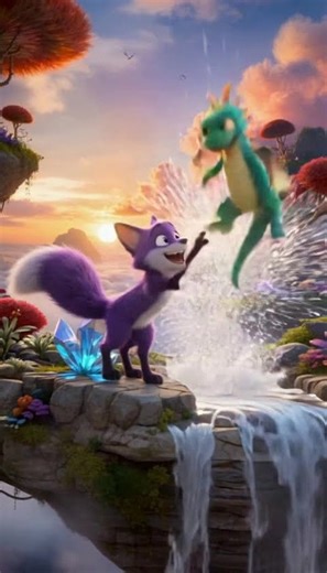 Purple Fox-Green Dragon Fantasy