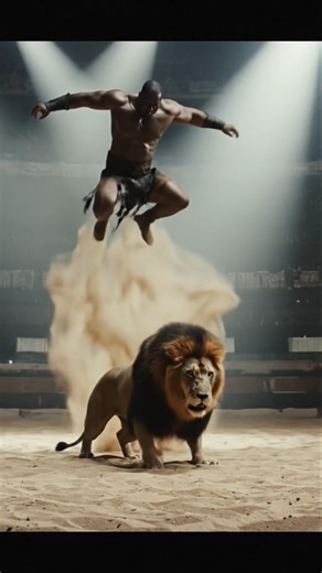 bodybuilder fight lion #dangerous