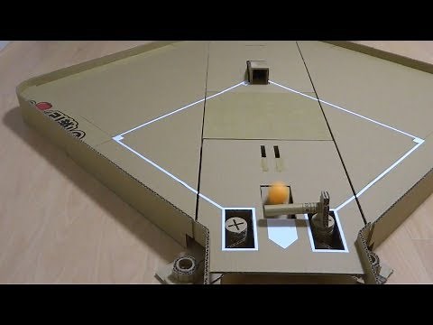 Baseball board game made from corrugated cardboard.