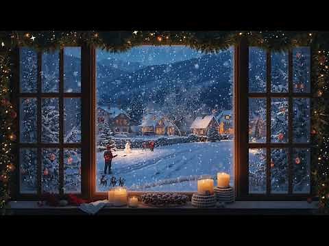 Christmas Window Projection | Cozy Winter Wonderland Scene with Lights, Snowfall & Festive Ambience
