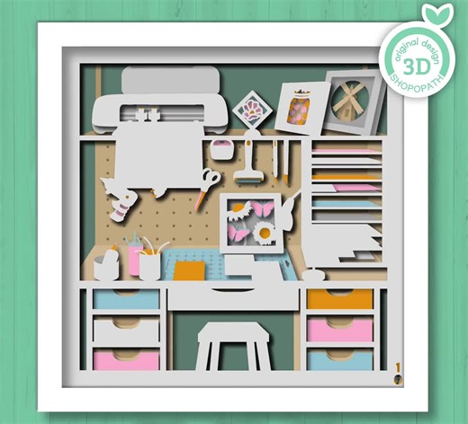 Cricut Craft Room With Supplies - 3D Shadow Box Layered SVG DXF EPS (cutting Files) - Etsy