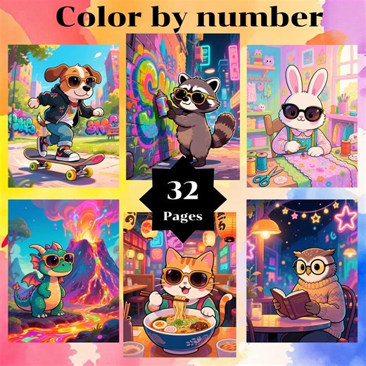 Color by Number, 32 Pages and 24 Colors, for Adults, Printable, 8.5 X 11 In, PNG & SVG File, Digital, Instant Download, Paint by Numbers - Etsy