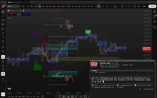🚨 TradingView artık sadece grafik platformu değil… Claude ile doğrudan konuşan, veri okuyan ve Pine Script yazan bir geliştirme ortamına dönüştü.Yeni açık kaynak proje, TradingView Desktop’un Electron altyapısını (Chrome DevTools Protocol) kullanarak LLM’lere tam erişim sağlıyor.Claude artık şunları yapabiliyor:• Gerçek zamanlı sembol, timeframe, OHLC, volume ve indikatör değerlerini okumak • Pine Script çizimlerini (line, label, box, table) yapılandırılmış veri olarak almak • Order book, strat