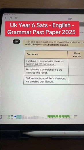 Uk Year 6 Sats - English - Grammar Past Paper 2025
