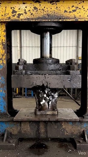 Hydraulic press crushes a small Hand pump