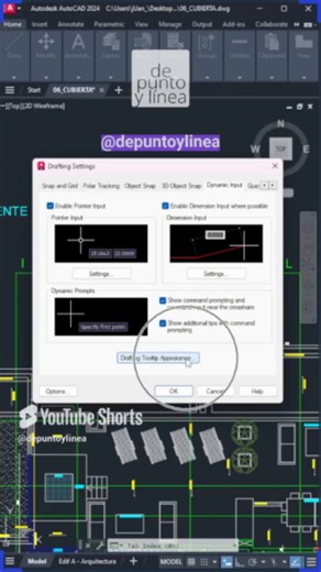 🚀 Aprende a personalizar la entrada dinámica en AutoCAD | Tips AutoCAD En este video revisaremos como cambiar el tamaño y transparencia a la entrada dinámica de AutoCAD. Suscribete para más contenido! https://www.youtube.com/c/depuntoylinea #arquitectura #arquitecto #ingenieria #ingenieriacivil #TUTORIAL #TIPS #autocadtips #architecture #architect #autocadtutorial #revit #cad | De Punto y Línea