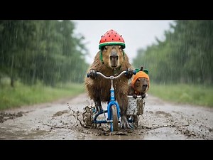 Capy & Dad Capybara in the Rain | Capybara Cute Moments | Capybara Facts