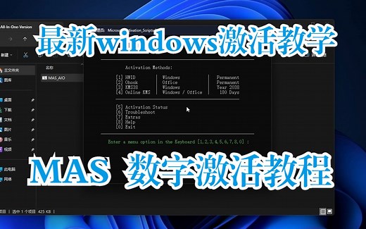 【MAS使用教学】手把手教你如何数字激活windows11，windows系统激活教程