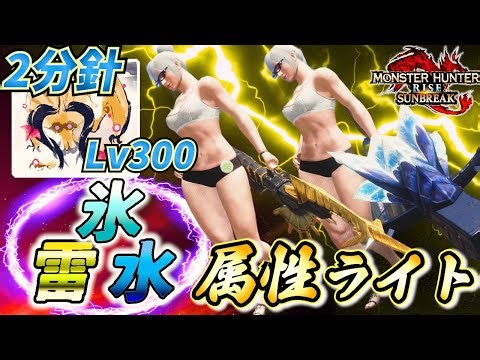【"雷水氷"最強ライト】伏魔響命＆業鎧[修羅]Lv3搭載！火力特化した属性ライトが強すぎるwww「Lv300ディアブロス2分針」