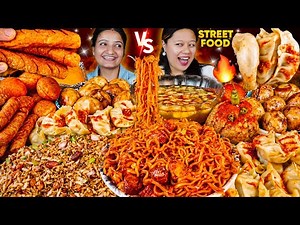 🔥 Massive Street Food Mukbang | Boiled Eggs Challenge | Panipuri, Chatpate, Momo & Noodles
