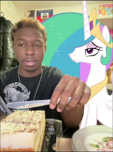 I should’ve watched StormFX3’s video first before agreeing to do a Cake Review 🎂 with Princess Celestia… 🤦🏿💔 - 🐺👑 #princesscelestia #mlp #mylittlepony #meme